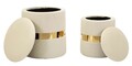 Set 2 taburete cu spatiu depozitare Sheffild, Mauro Ferretti, 37x42 cm, 28x35 cm, fier/MDf/poliester, crem