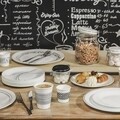 Serviciu de masa 18 piese, Chiaroscuro, Bormioli, opal, alb