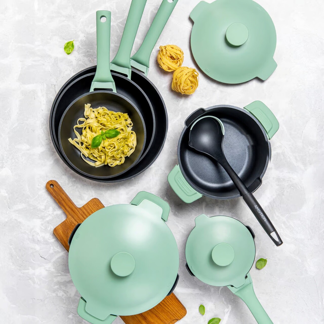 Tigaie Fern, Ambition, 28 cm, aluminiu, verde/negru - imagine 6