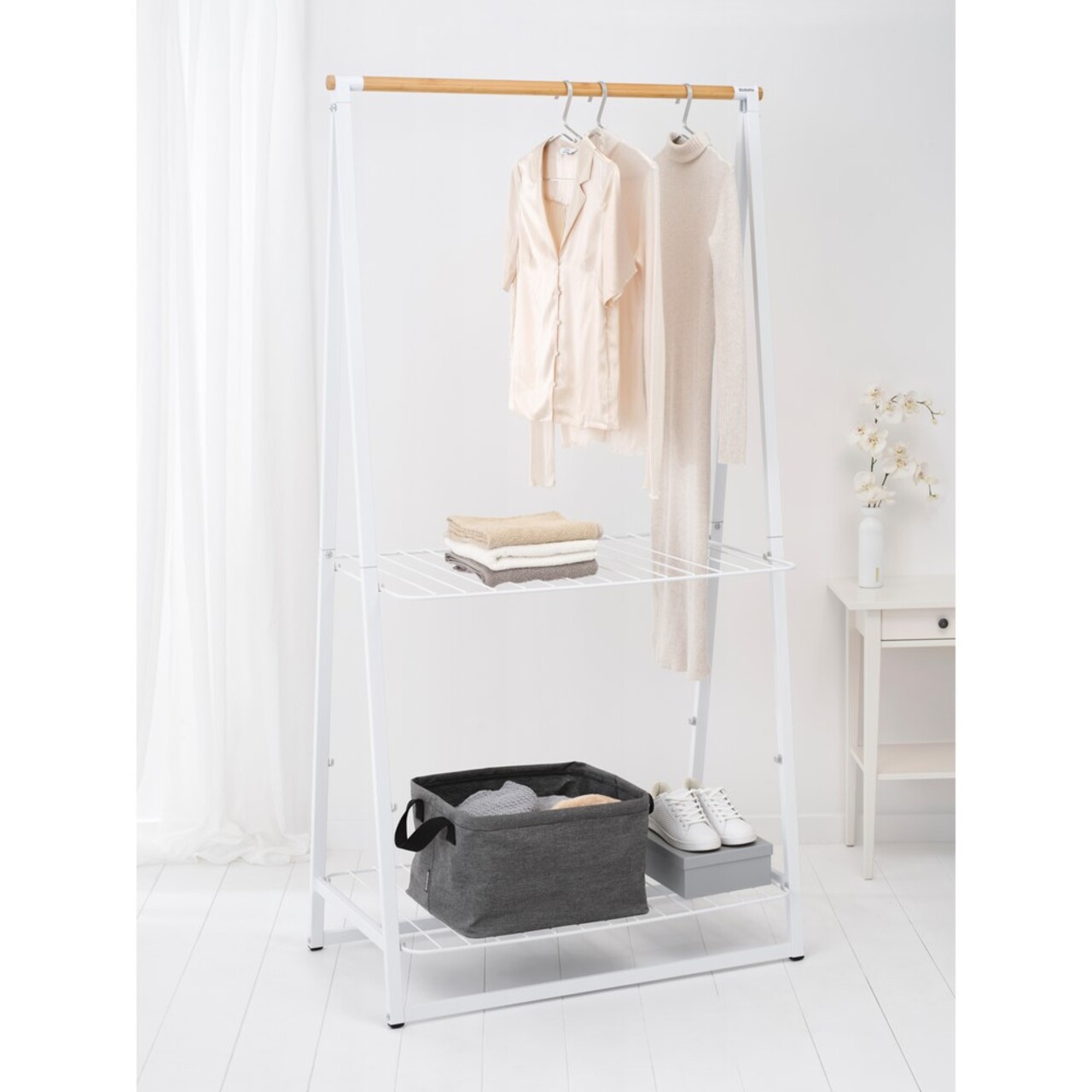 Cos de rufe / cos depozitare, pliabil, Brabantia, Linn, 35 L, 37x44x26 cm, textil, negru piper