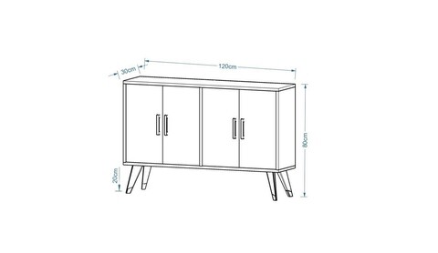 Comoda TV, Odessa, İlda, 120x30x80 cm, PAL, Antracit