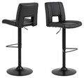 Scaun de bar Sylvia, Actona, 41.5x52x115 cm, rotativ, piele ecologica/otel, negru