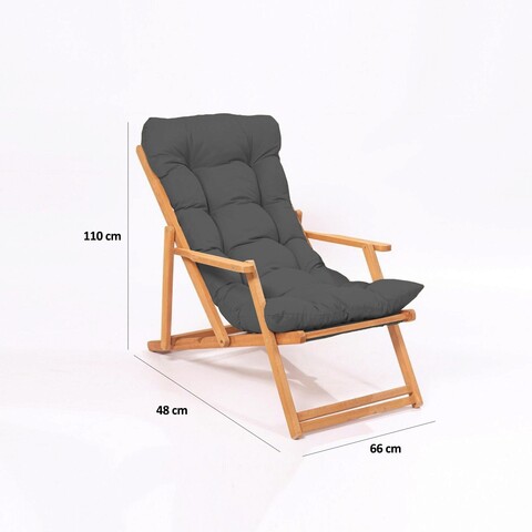 Scaun de gradina, Meya Dekor, My008, 66x110x48 cm, Lemn de fag, Gri / Natural
