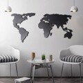 Decoratiune de perete, World Map Silhouette, Metal, Dimensiune: 60 x 120 cm, Negru