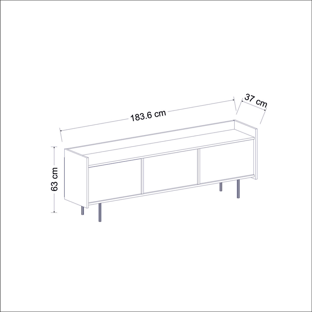 Comoda TV, Inarch, Atlas, 183.6x63x37 Cm, Alb