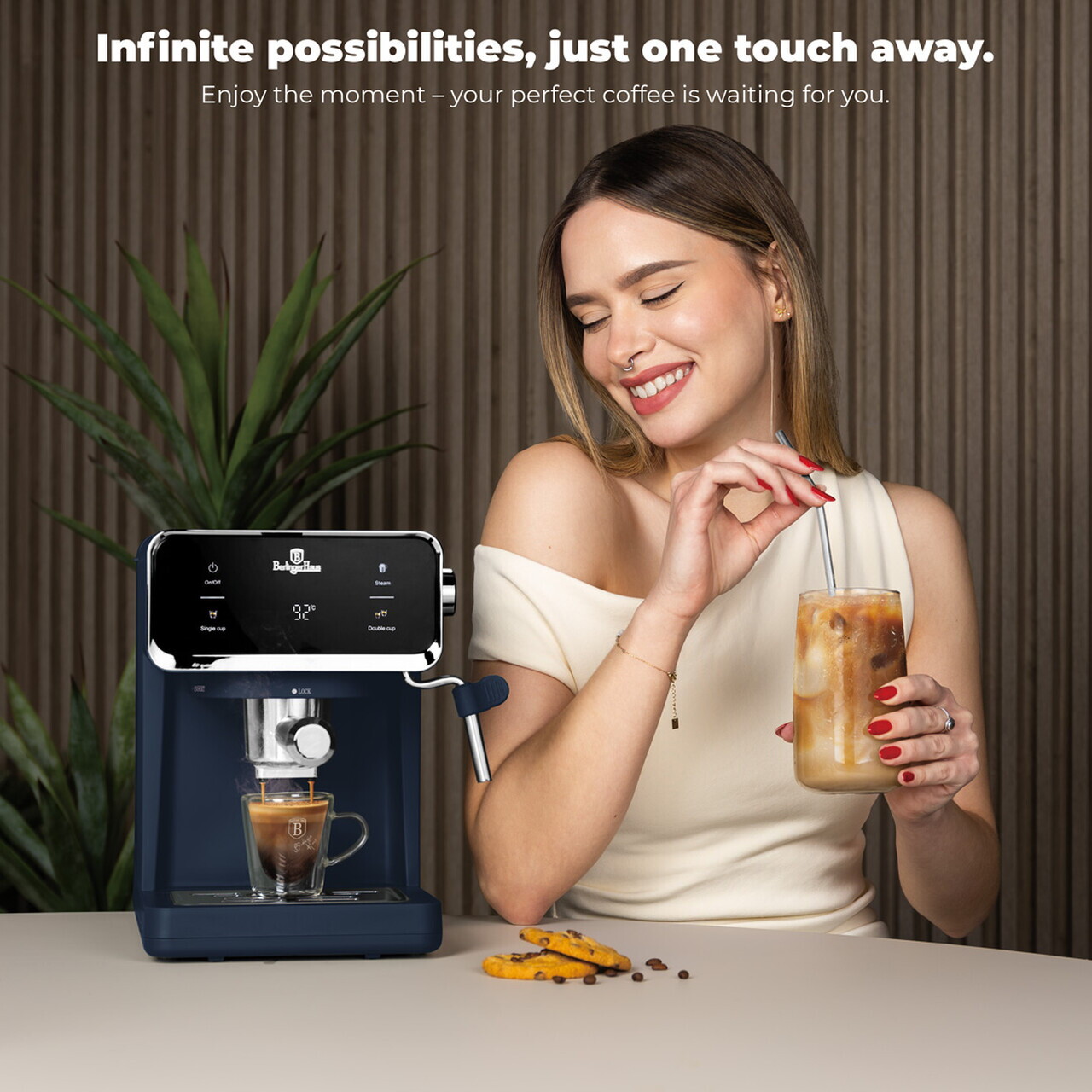 Espressor digital 3 in 1 Berlinger Haus, Deep Sea, 950W, 21x25.9x28 cm, inox, albastru mat - view 9
