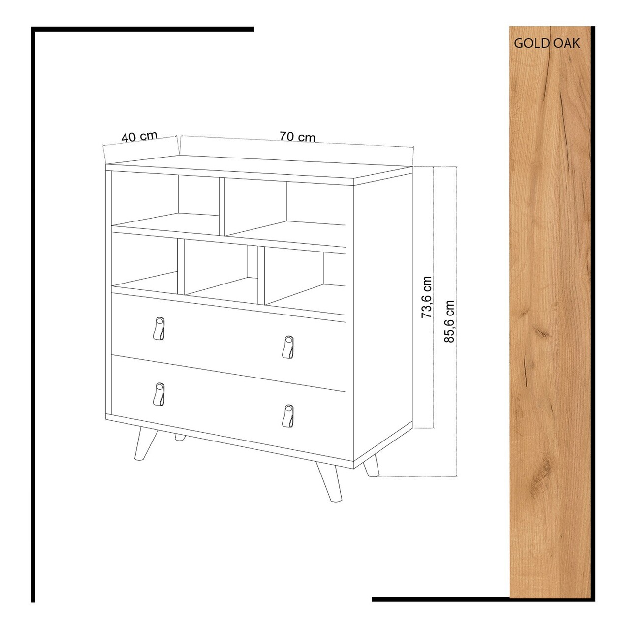 Dulap, Mod Design, Beggu, 70x85.6x40 cm, Stejar / Alb