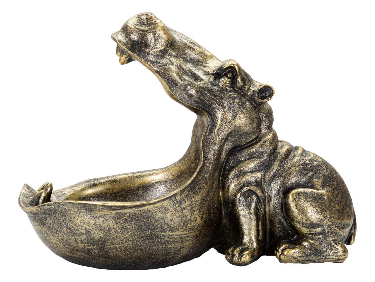 Decoratiune, Hippopotamus, Mauro Ferretti, 30 x 16 x 22 cm, polirasina, auriu - 1 | YEO