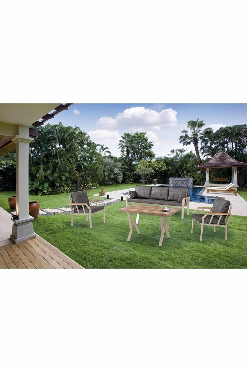 Set mobilier de gradina Hanah Home Nergiz 3+1+1 Metal Maro