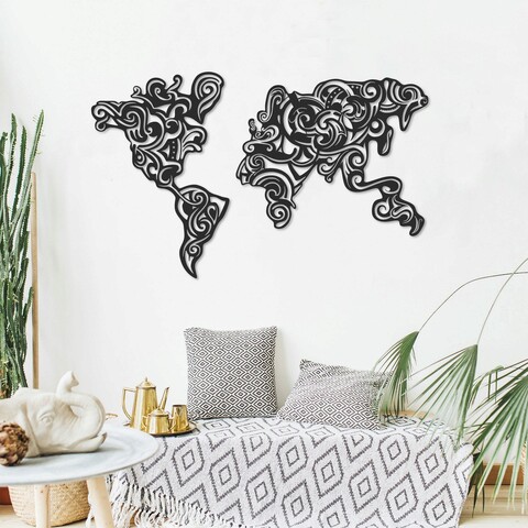 Decoratiune de perete, tribal, metal, dimensiune: 61 x 100 cm, negru