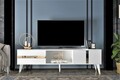 Comoda TV, Olivia, Vania, 150x29.6x50 cm, PAL , Alb/Auriu
