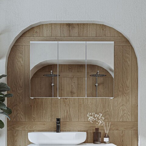Dulap de baie cu oglindă, Hanah Home, 2201, 90x60x14.2 cm, MDF, Alb