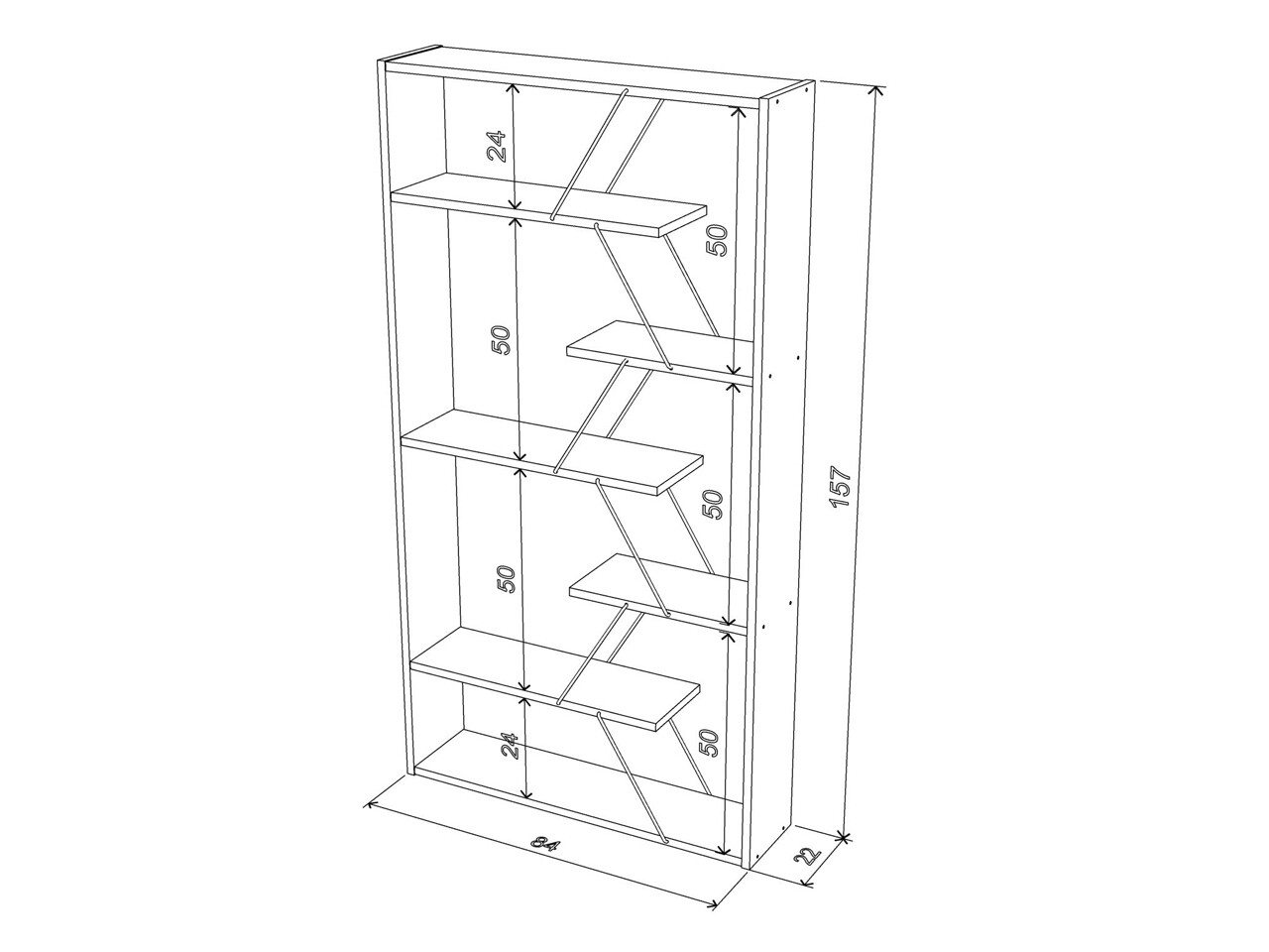 Biblioteca Rafevi Tars, 84 X 24 X 157 Cm, PAL/metal, Walnut/chrome