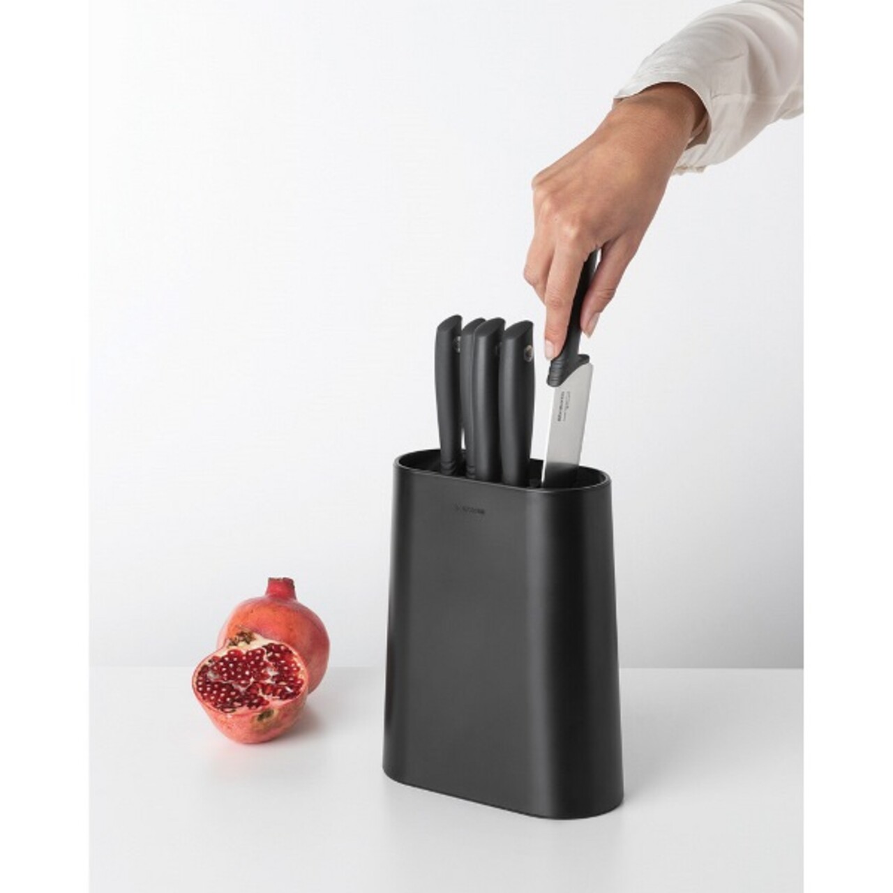 Set 5 cutite cu suport, Brabantia, Tasty+, 18.9x8.9x33.5 cm, plastic/otel, gri inchis - 1 | YEO