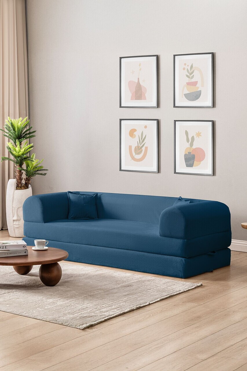 Canapea extensibila 3 locuri, Atelier del Sofa, 118FVL1302, Tesatura plus reiata, Albastru