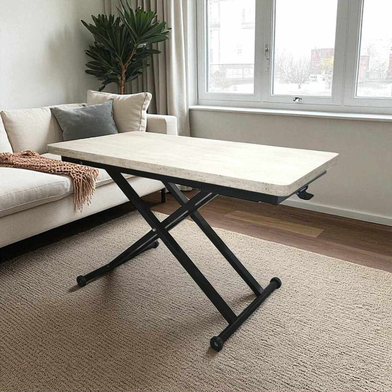 Masuta de cafea, Hanah Home, Home Ext, MDF, Travertin / Negru — imaginea 2