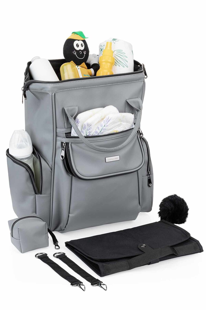 Ghiozdan multifunctional pentru mamici, Wallxpert, Luxella, Gri - imagine 10