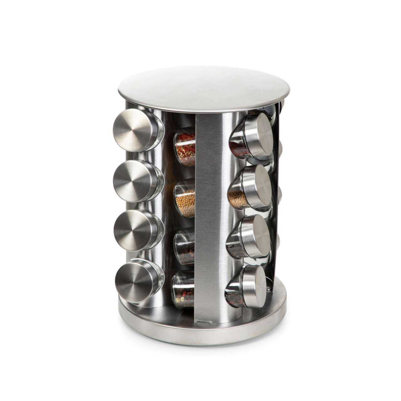 Set 16 recipiente pentru condimente si suport, B2 Rack Essentials, Homla, 19x26 cm, inox/sticla, argintiu