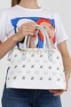 Geanta Beverly Hills Polo Club, 710, piele ecologica, alb/turcoaz