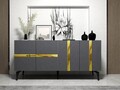 Consola, Olivia, Vania, 150x40x79 cm, PAL , Antracit / Aur