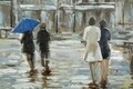 Tablou decorativ Old City, Mauro Ferretti, 120x80 cm, canvas pictat manual, multicolor
