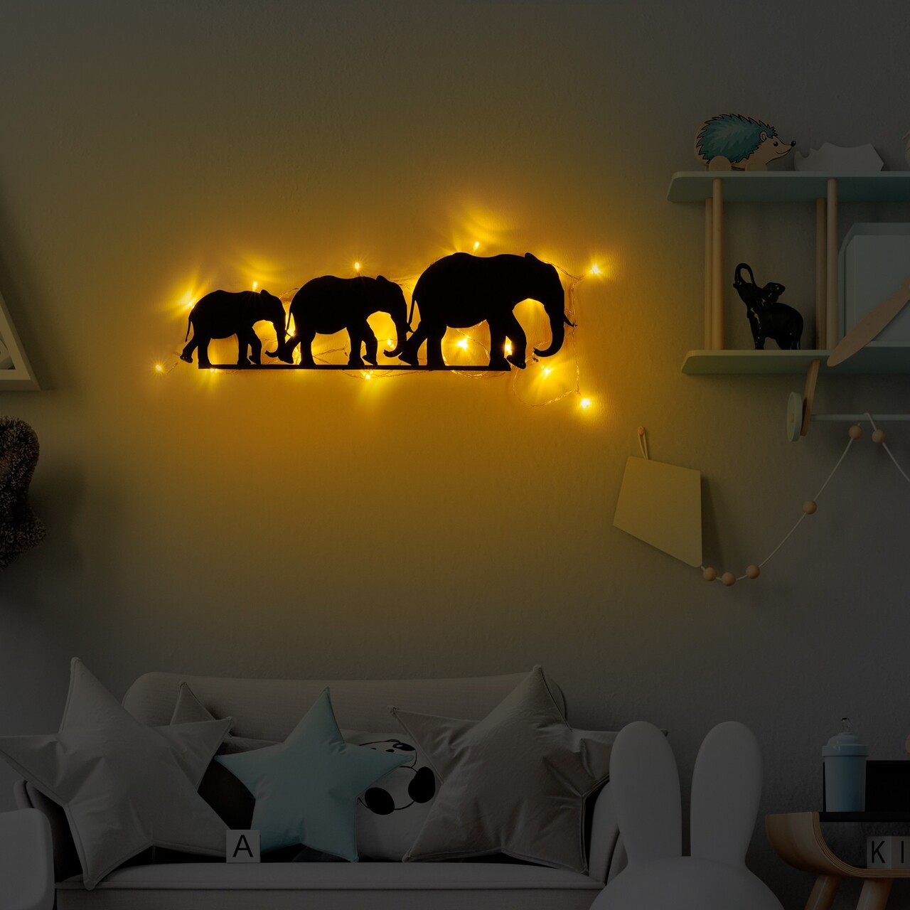 Decoratiune de perete, Elephant 070, Dimensiune: 15 x 50 cm, Negru - view 4
