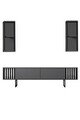 Comoda TV, Bexley, Chrome Line, 180x30x48 cm, PAL, Antracit / Negru
