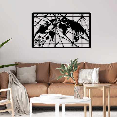 Decoratiune de perete, Figan, Metal, 100 x 61 cm, Negru Enzo