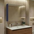 Dulap de baie cu oglindă, Hanah Home, Bari 80, Albastru marin mat