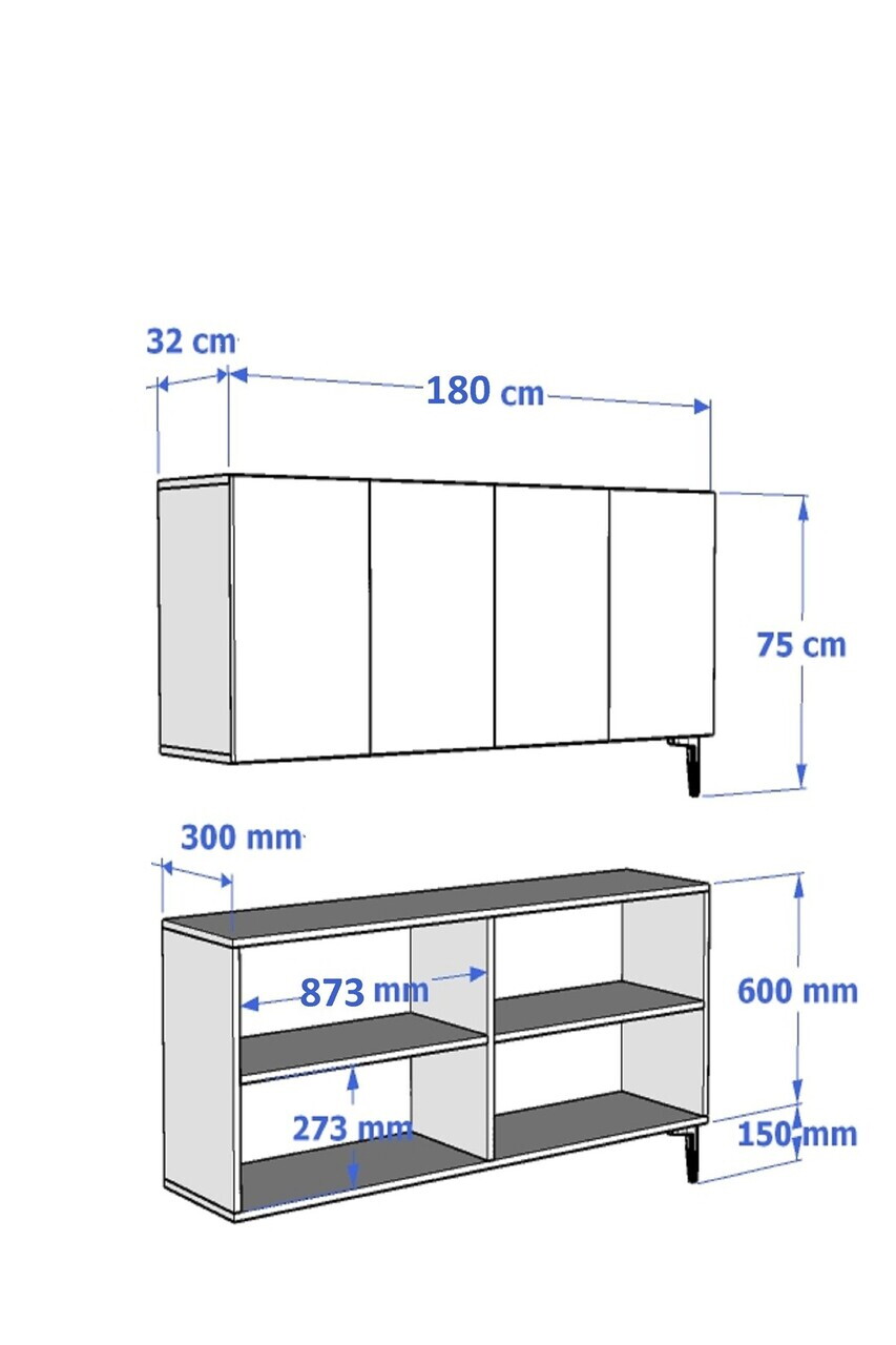 Consola, Hanah Home, Salkım 180, 180x75x32 cm, Alb / Argintiu — imaginea 7