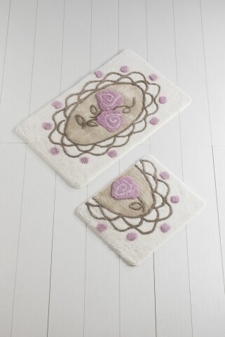 Set 2 covorase de baie, chilai, dantel - beige