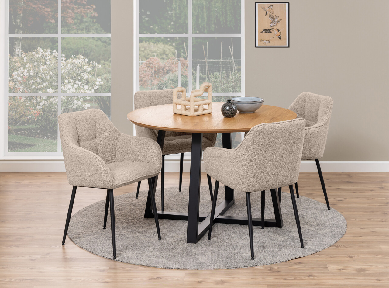 Scaun Brenda, Actona, 59x54.5x84.5 cm, tesatura Boucle/otel, bej - view 4