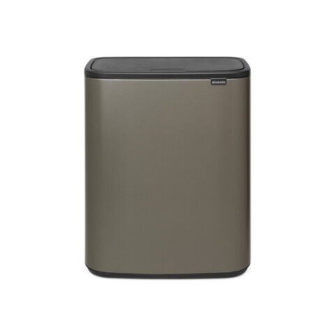 Cos de gunoi cu soft touch, Brabantia, Bo Touch Platinum, 60 L, 31.2x54.5x65.6 cm, otel, gri