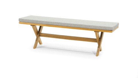 Bancuta, My Interior, Nore, 160 x 48 x 44 cm, lemn Iroko/textil, maro/gri