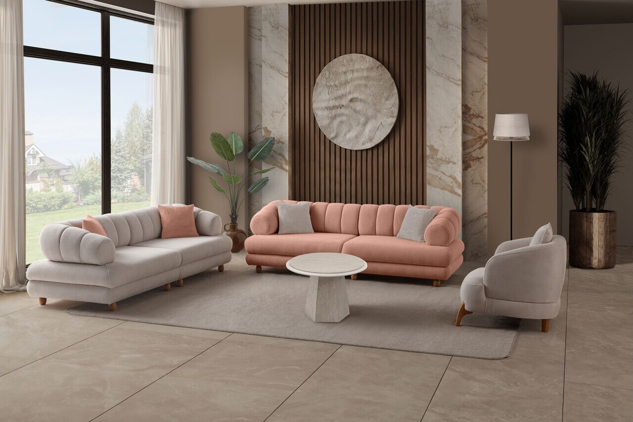 Canapea 3 locuri, Atelier del Sofa, 752EST1162, Lemn de carpen/PAL melaminat, Roz pudra - view 6