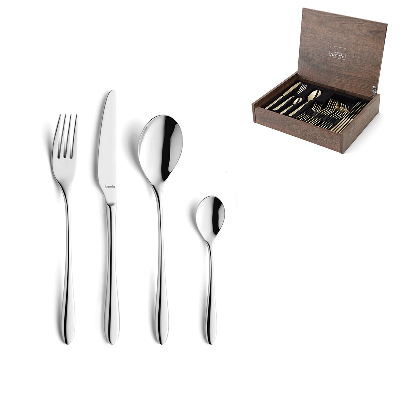 Set tacamuri 24 piese Amefa, Cuba, inox 18/10, argintiu — imaginea 12