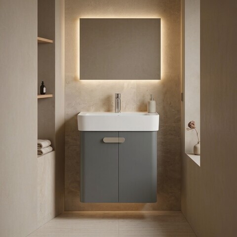 Dulap de baie cu chiuvetă, Hanah Home, Orbit 55, Gri
