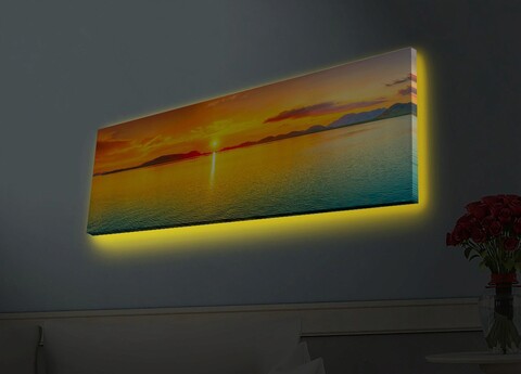 Tablou decorativ cu lumina LED, 3090HDACT-003, Canvas, 30 x 90 cm, Multicolor Ledda