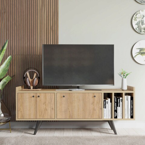 Comoda TV, Mod Design, Brukge, 150x56x40 cm, Stejar 150x56x40