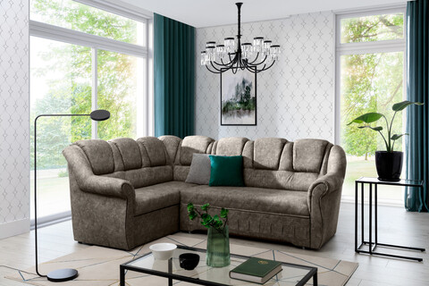 Coltar extensibil stanga 3 locuri ELTAP, LII-068, Lord II, 243x195x112 cm, lemn/poliester, bej inchis