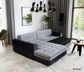 Coltar extensibil stanga 4 locuri, ELTAP, Sorento, 296x194x78 cm, lemn/poliester, gri deschis/gri inchis