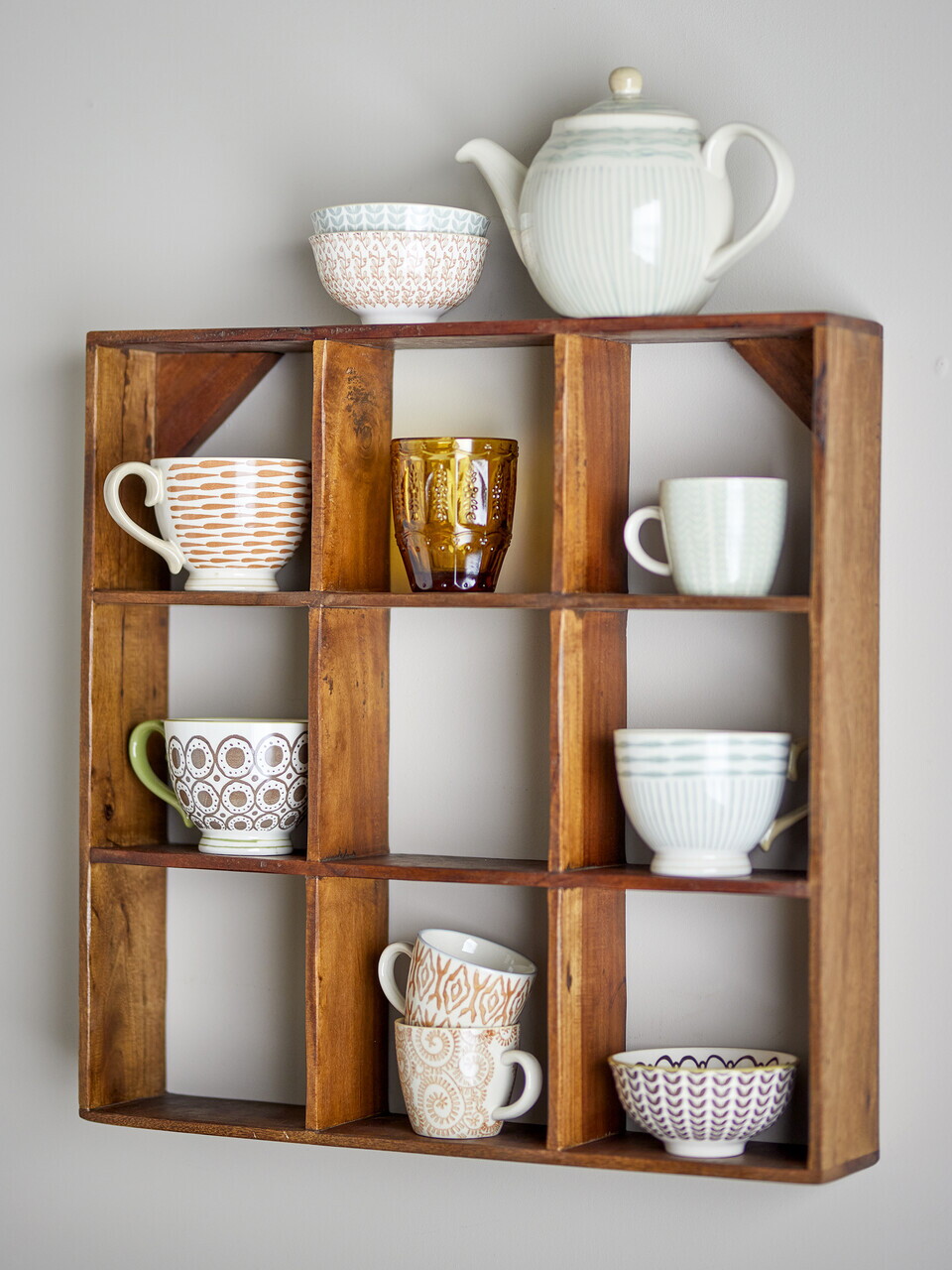 Raft de perete, Bloomingville, Tilo, 53x10x53 cm, lemn reciclat, maro - imagine 2