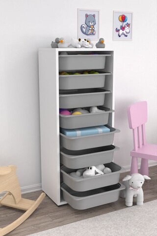 Dulap multifunctional, Estella, Cara 8N, Alb/Gri