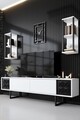 Comoda TV, Bexley, Black Line, 180x30x48 cm, PAL, Alb/Negru
