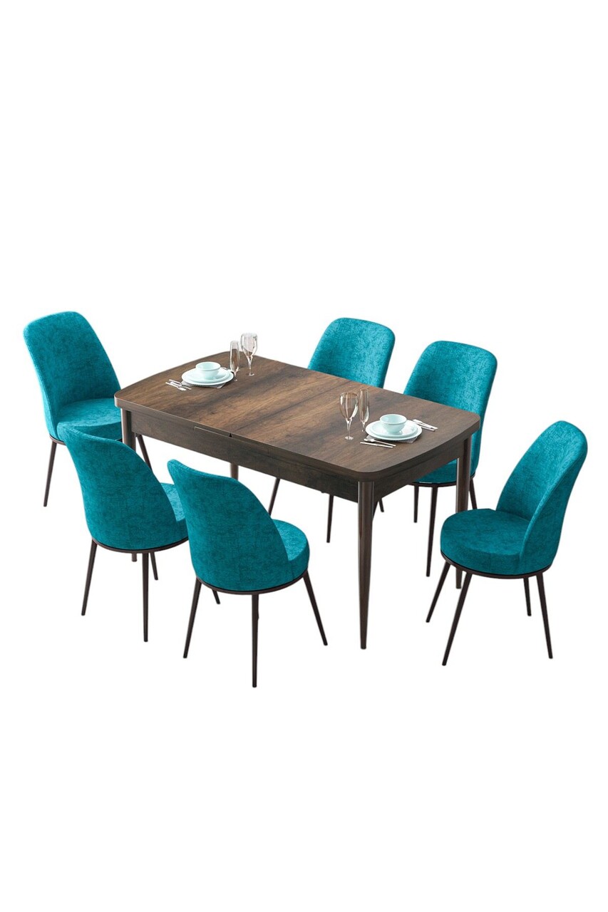 Set masa extensibila si scaune, Hanah Home, Zen, Baroc / Turcoaz - view 2