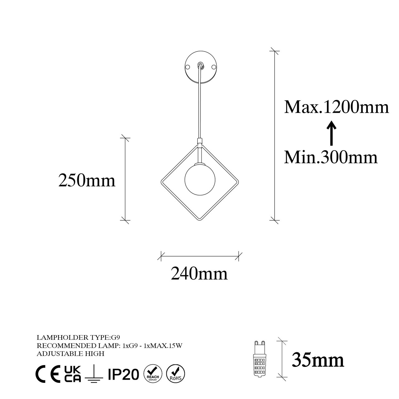 Aplica de perete, Fulgor, 942FLG2104, Metal, Alb/Negru