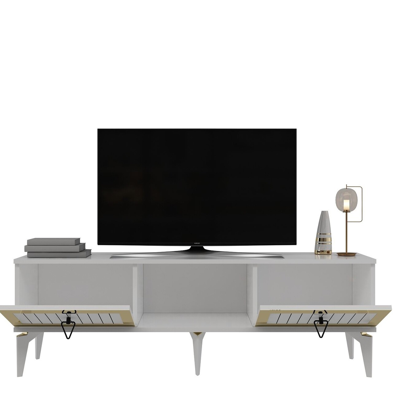 Comoda TV, Olivia, Linda, Alb/Auriu - 1 | YEO