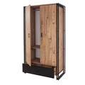 Dulap pentru haine, Sapphire, Cosmo Alter, 110 x 200 x 55 cm, pal melaminat, pin/negru