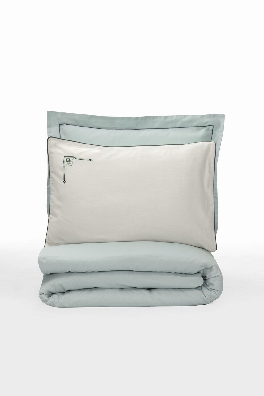 Lenjerie de pat dubla, Vanko - Mint, Cotton Box, Bumbac Satinat