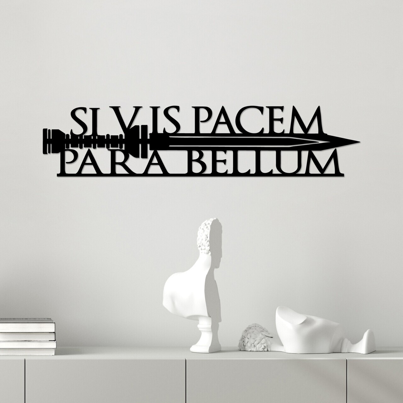 Decoratiune de perete, Si Vis Pacem 2, Dimensiune: 60 x 14 cm, Negru — imaginea 2